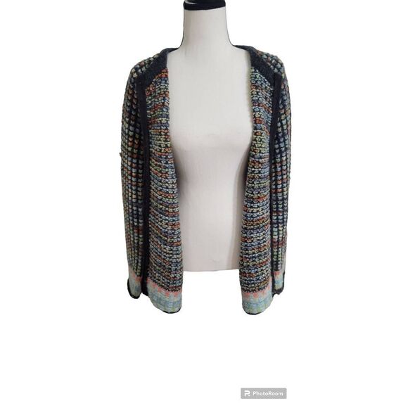 Handmade Multi-Color Raised Acrylic Zipped Cardigan Sweater Size XL - 1XL - Picture 2 of 5